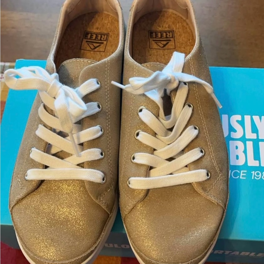 REEF Gold Sneakers with White Laces